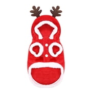 iOPQO Pet Sweater And Winter Christmas Autumn And Winter Elk Santa Claus Flannel Warm Cat And Dog Clothes Red S