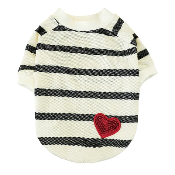iOPQO Pet Sweater Fashion Pet New Fashion Pet Stripes Shirt Love Print Cat Dog Clothing Black L