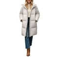 thumbnail image 1 of iOPQO Puffer Coat Long Coat Womens Parka Warm Clothes for Women Puffer Jacket Womens Hooded Casual Outerwear Womens Zip Up Jacket White L, 1 of 6