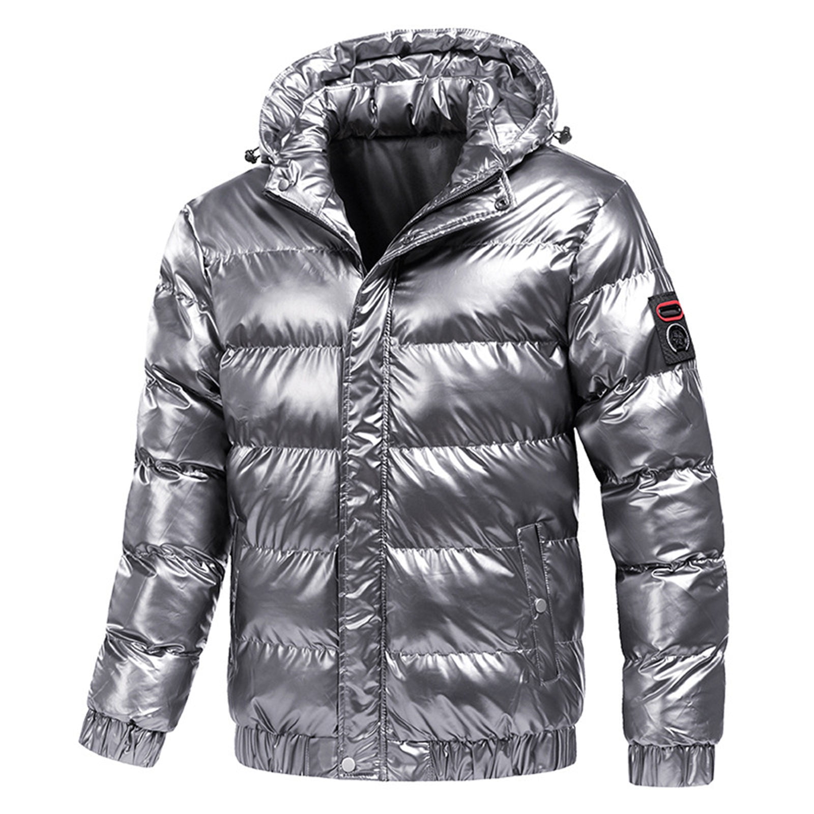 Grey shiny top puffer jacket