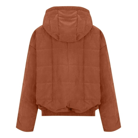 iOPQO Puffer Jacket Parkas for Women Puffy Coats for Women's Outerwear Puffer Jacket Womens Hooded Warm Clothes for Women's Winter Coats Orange S