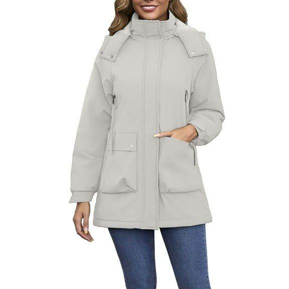 iOPQO Puffer Jacket Women Parka Jacket Women Puffy Jackets Women Womens Winter Clothes Womens Puffer Jacket with Hood Winter Coats for Women Snow Jackets for Women White S