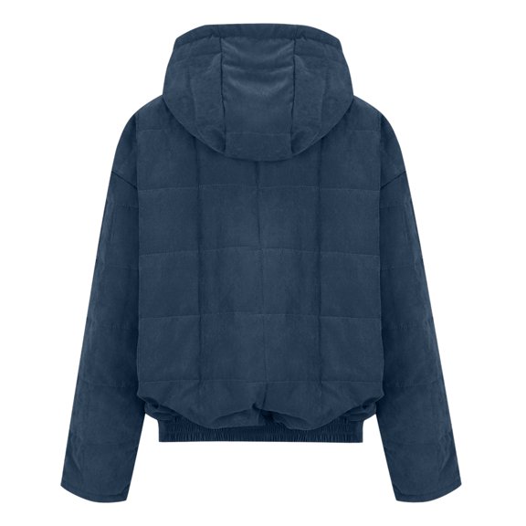 iOPQO Puffer Jacket Womens Parka Jacket Women Puffy Jackets Women Womens Warm Jacket Puffer Jacket Womens Hooded Womens Puffer Coat Womens Winter Clothes Navy M