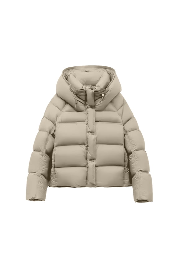Puffer Jacket Womens Winter Parka for Women Travel Jacket for Women Winter Coats for Women Puffer Jacket with Hood Women's Winter Coats Womens Full Zip Jacket Beige L