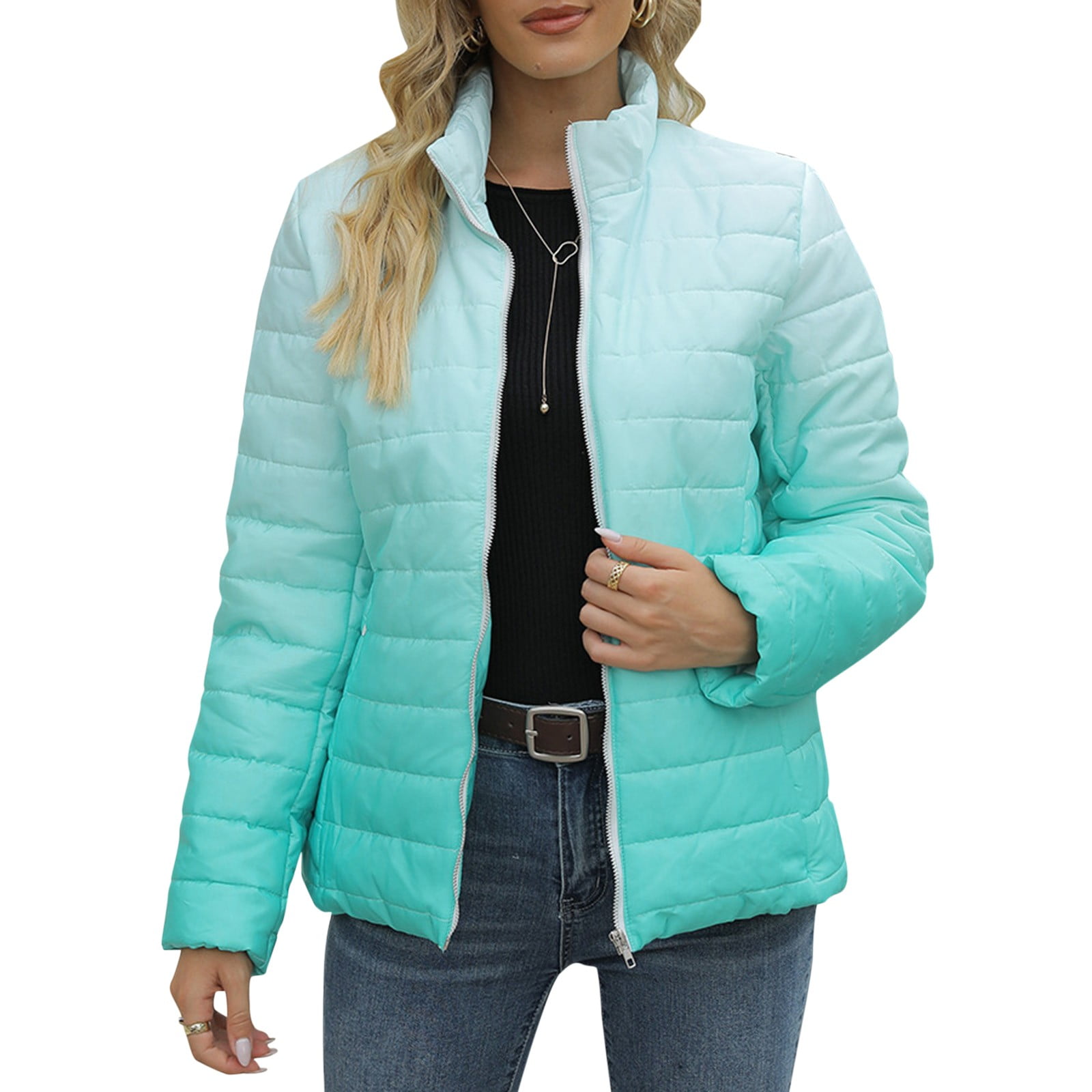 iOPQO Puffer Jacket Womens Womens Coats Women Padded Jacket Casual Long