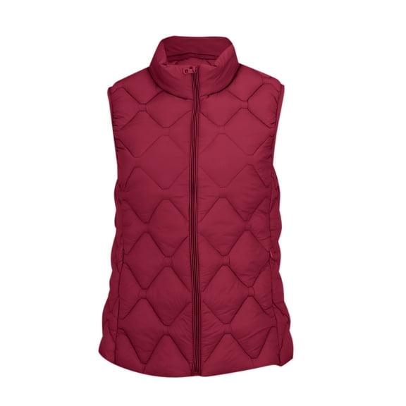 iOPQO Puffer Vest Quilt Jacket Lightweight Puffer Jacket Women Puffer Jacket Womens Outerwear for Women Womens Puffer Jacket Puffy Jackets Women Wine 4XL