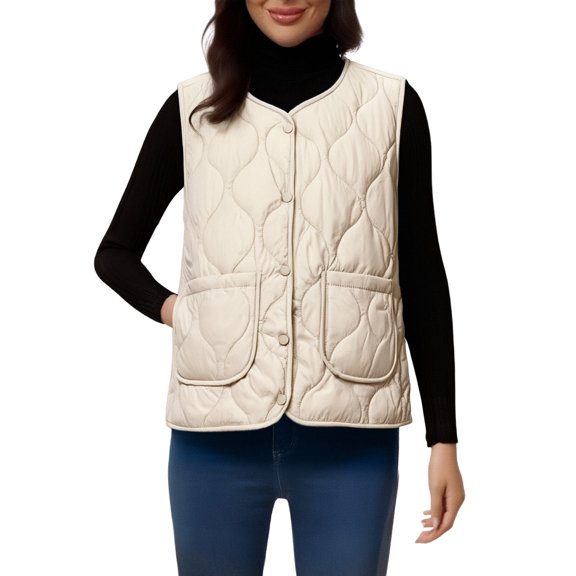 iOPQO Puffer Vest Women Womens Quilted Vest Womens Vests Lightweight Puffer Jacket Womens Warm Jackets for Women Winter Outfits for Women Travel Jacket for Women White 5XL