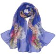 thumbnail image 1 of iOPQO Scarf Fashion Women Flower Print Long Soft Wrap Scarf Simulation Silk Shawl Scarves scarf Blue, 1 of 3