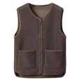 thumbnail image 1 of iOPQO Sherpa Vest Womens Winter Vest for Women Fuzzy Vest Women Winter Jackets for Women Sleeveless Jacket Women Fluffy Vest Casual Outerwear Coffee 4XL, 1 of 7
