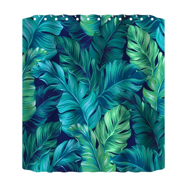 iOPQO Shower Curtain Tropical Green Shower Curtain 70x70 Inch With 12