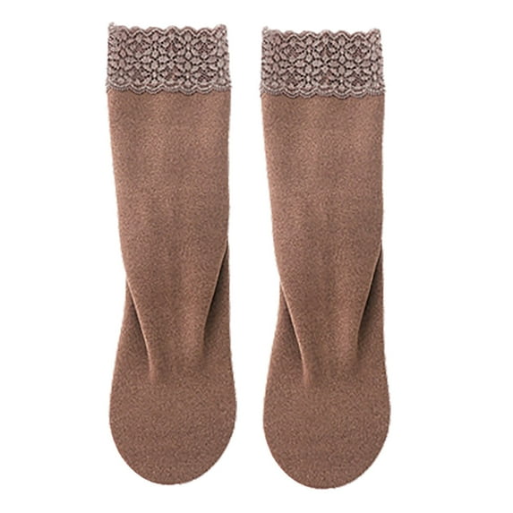 iOPQO Soft Socks for Women, Winter Crew Socks for Women, Thick Crew Socks Women, Thermal Stockings for Women, Fleece Socks, Coffee One Size