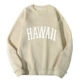 thumbnail image 1 of iOPQO Sweatshirt Tops Hawaii Men Women Letter Graphic Print Round Neck Long Sleeve Tops Sweatshirt Crewneck Sweatshirts Beige L, 1 of 6