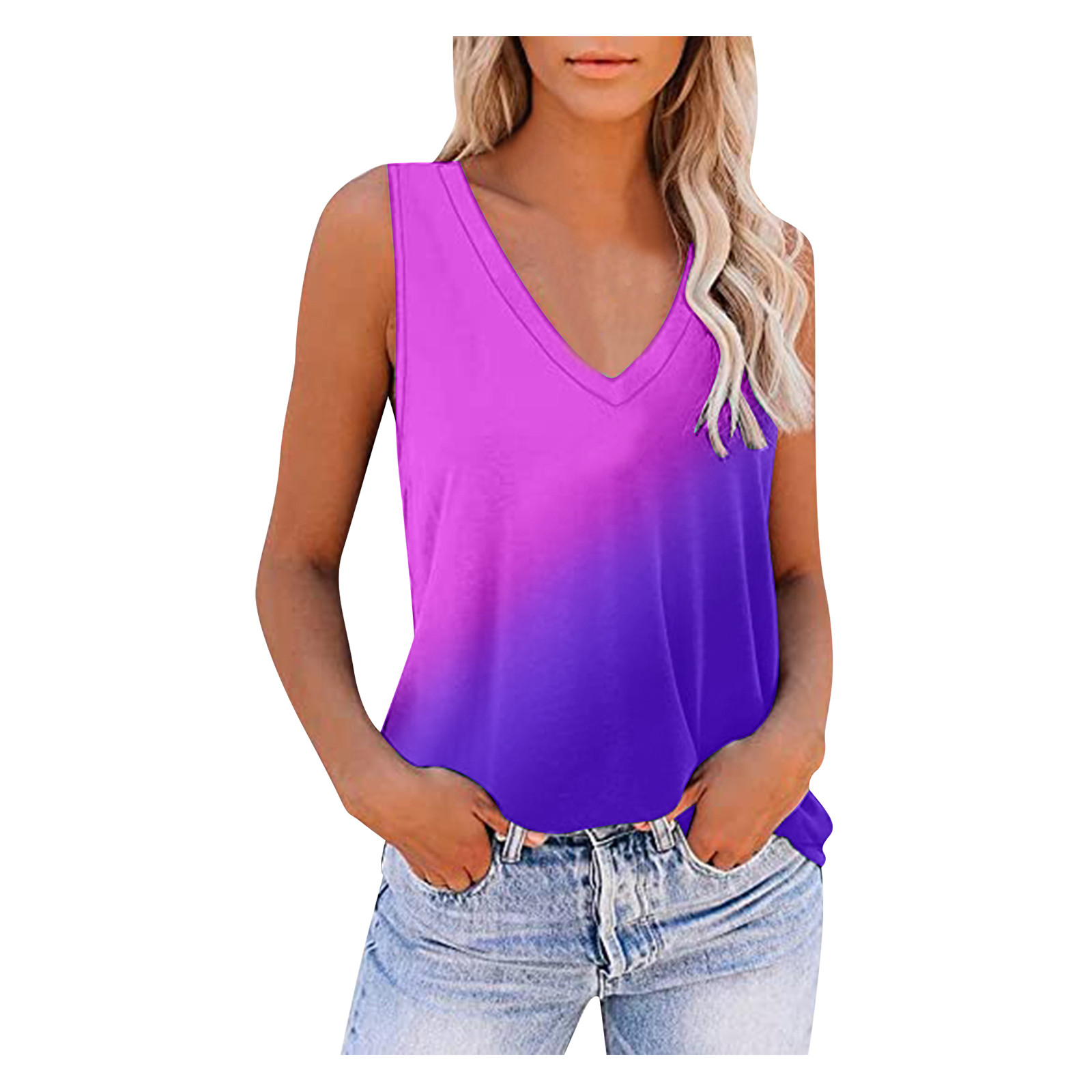 iOPQO Tank Top For Women Women Sleeveless V Neck Workout Tops Printed