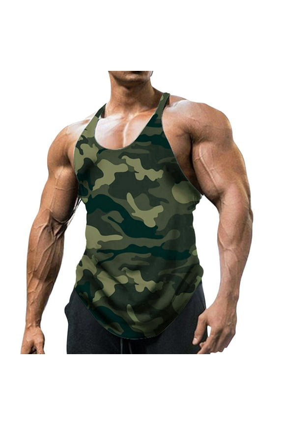 Tank Tops Men Mens Uneck Sleeveless Camouflage Vest Outdoor Sports Fitness Jacket Mens Wearmens T Shirt Summer Tops Army Green Xxl