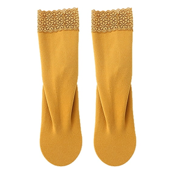 iOPQO Thermal Socks for Women Cold Weather, Thick Socks Women, Sleep Socks, Wool Socks for Women, Winter Crew Socks for Women, Yellow One Size