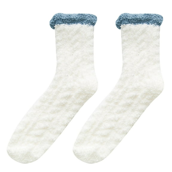 iOPQO Thick Fuzzy Socks, Fuzzy Socks for Women, Crew Socks for Women, Thick Crew Socks, Warm Socks for Women, White One Size