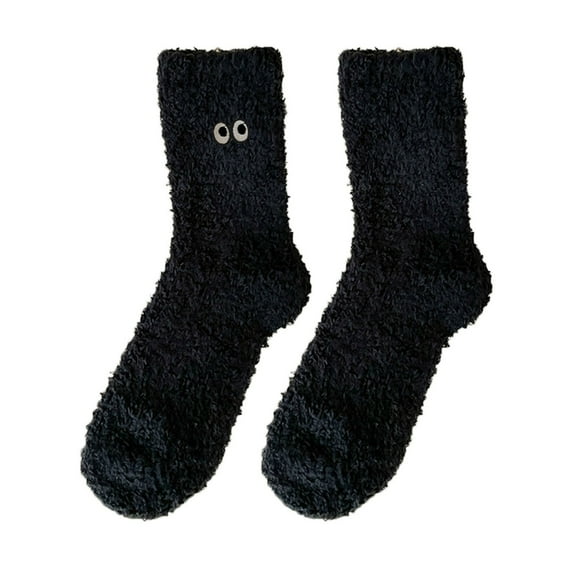 iOPQO Thick Socks, Thick Fuzzy Socks, Plush Socks, Fuzzy Socks for Women, Comfortable Socks for Women, Black One Size