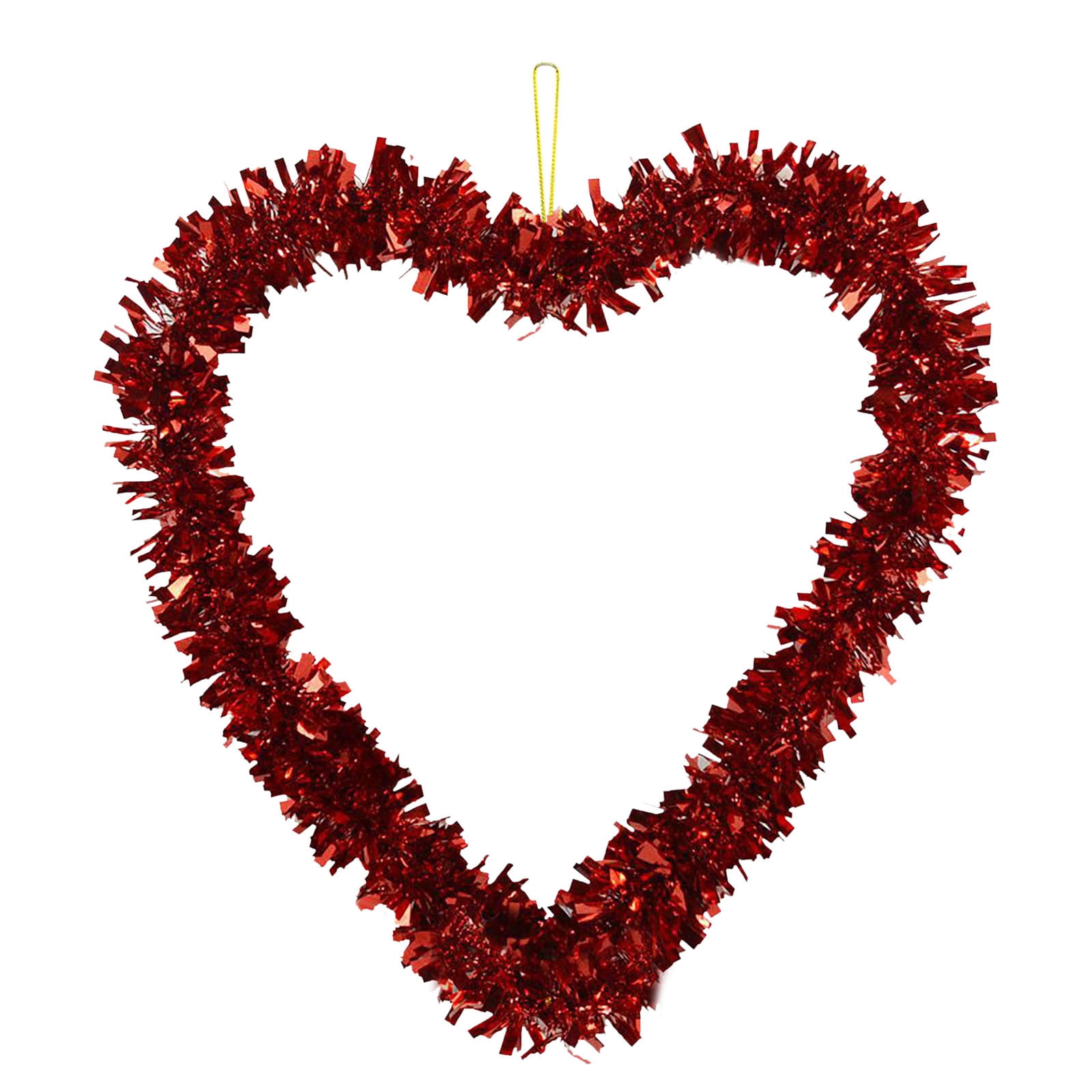 Pre-Lit Valentine Heart Shaped Wreaths, Red Tinsel Heart Shaped Wreaths  with Foil and LED Light Hearts Love Hanging for Valentine's Day Wedding Front  Door Wall Window Mantel Decor 