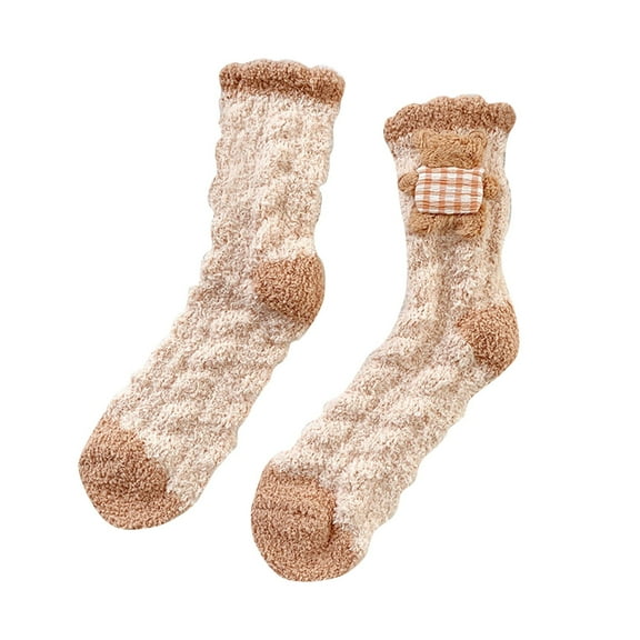 iOPQO Warm Fuzzy Socks for Women, Cute Socks, Gifts for Women, Thick Crew Socks, Slipper Socks for Women, A One Size