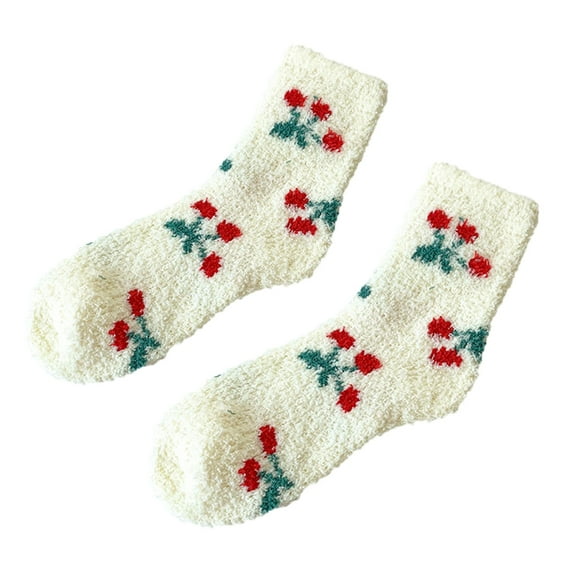 iOPQO Warm Fuzzy Socks for Women, Soft Socks for Women, Slipper Socks for Women, Sleep Socks, Thermal Socks for Women, A One Size