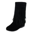 thumbnail image 1 of iOPQO Women's Ankle Boots Fringed Boots Women Fashion Increased Flat Bottom Wedges Short Boots Suede Boots tassel boots women's fashion Black 37, 1 of 9