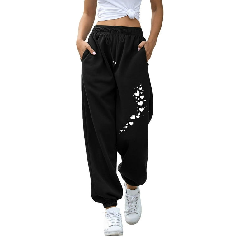 iOPQO Women's Floral Print Casual Pants Sports Closed Waist Lace Up Elastic  Waist Small Foot Pants Pocket Sports Pants,Pants for Women,Sweatpants
