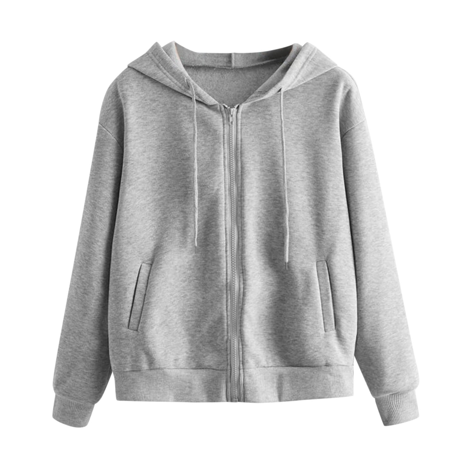 iOPQO Women's Hoodies Women Casual Solid Long Sleeve Zipper