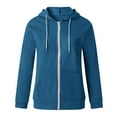 thumbnail image 1 of iOPQO Women's Jackets Womens Hoodie Full Zip Long Sleeve Lightweight Sweatshirts Pockets Jacket Coat Blue XXL, 1 of 9