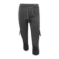 thumbnail image 1 of iOPQO Women's Pants Yoga Pants Ladies Summer Fashion Comfortable Loose Elastic Waist Button Pocket Yoga Cropped Pants Capris For Women Green L, 1 of 7