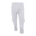 thumbnail image 1 of iOPQO Women's Pants Yoga Pants Ladies Summer Fashion Comfortable Loose Elastic Waist Button Pocket Yoga Cropped Pants Capris For Women Grey XS, 1 of 6