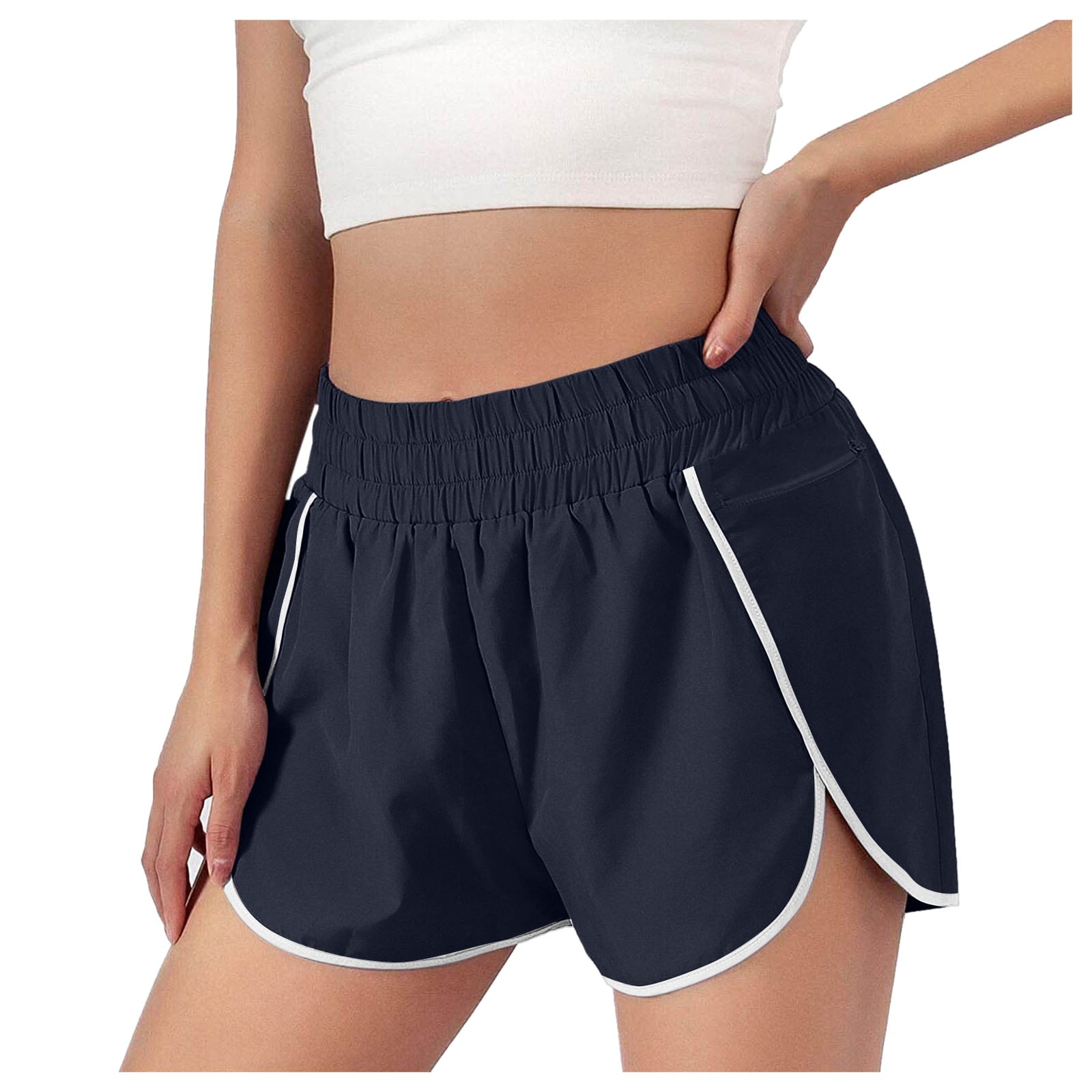 FENOMO Women's Athletic Shorts High Waisted Running Shorts Pocket Sporty Shorts  Gym Elastic Workout Shorts, Black, X-Small : : Clothing, Shoes &  Accessories