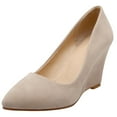 thumbnail image 1 of iOPQO Women's Wedges Women Business Suit Shoes Casual Comfortable Pumps Shoe Wedges Single Shoes Wedge High Heels Pumps Frosted Beige 37, 1 of 6