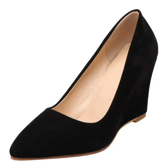 iOPQO Women's Wedges Women Business Suit Shoes Casual Comfortable Pumps Shoe Wedges Single Shoes Wedge High Heels Pumps Frosted Black 40