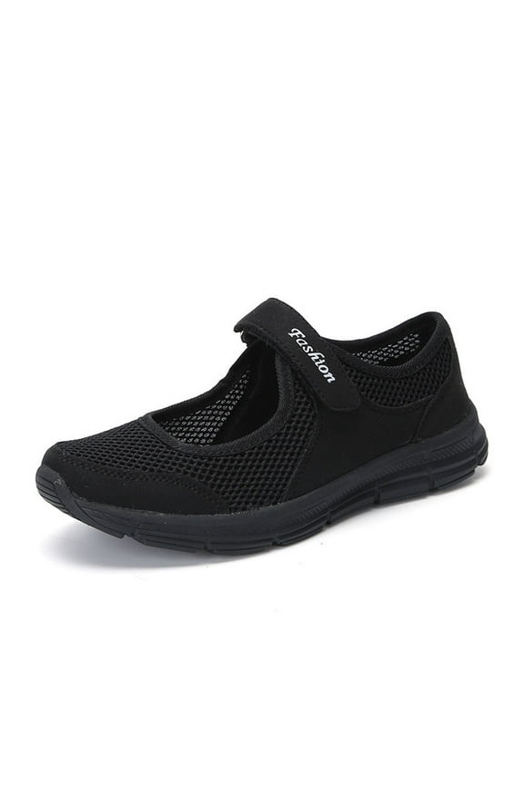 Women's casual shoes Fashion Women Shoes Summer Sandals Anti Slip Fitness Running Sports Shoes Mesh Velcro Sports Lightweight Black 41