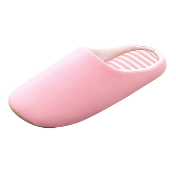 iOPQO Women's slipper Slippers For Women Round Toe Flats Plus Velvet House Slippers For Women Shoes warm half bag with soft bottom Pink 36