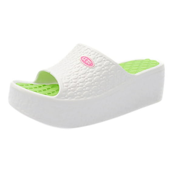 iOPQO Women's slipper Thick Soles Fashion Women Summer Sandals Platform Shoes Beach Hole Shoes LIZU thick-soled women's White 37