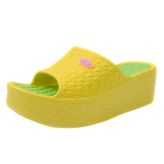 iOPQO Women's slipper Thick Soles Fashion Women Summer Sandals Platform Shoes Beach Hole Shoes LIZU thick-soled women's Yellow 38
