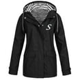 thumbnail image 1 of iOPQO womens sweaters Women Casual Solid Jacket Outdoor Plus Size Hooded Windproof Watertight Pockets Coat Women's Jackets Black L, 1 of 6