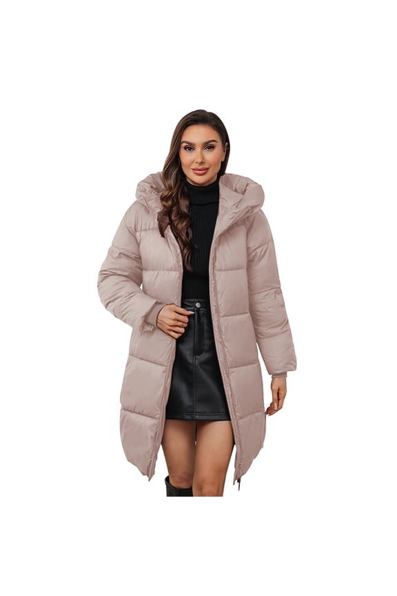 Womens Puffer Coat Long Coat Women Womens Parka Winter Coats Womens Zip Up Jacket Womens Puffer Jacket with Hood Women's Winter Coats Winter Coats for Women Khaki S