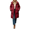 thumbnail image 1 of iOPQO Womens Puffer Coat Womens Long Winter Coat Womens Parka Winter Coats Womens Zip Up Jacket Puffer Jacket Womens Hooded Travel Jacket for Women Snow Jackets for Women Wine XXL, 1 of 6