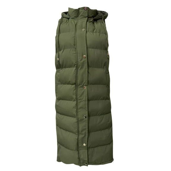 iOPQO Womens Puffer Vest Long Puffer Vest Women Winter Clothing for Women Womens Parka Winter Coats Hooded Puffer Vest Women Winter Jackets for Women's Winter Coats Green M