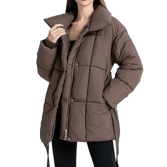 iOPQO Womens Quilted Jacket Packable Puffer Jacket Women Light Weight Puffer Jacket for Women's Outerwear Collared Jacket Women Puffy Jackets Women Winter Coats for Women Puffer Coffee XXL
