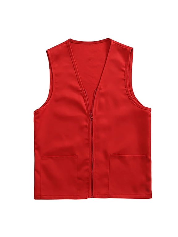 Womens Vest,Coats for Women,Womens Postulant Activity Vest Supermarket Vests Clerk Workwear,Jackets for Women,Work Jacket,Red 3,S