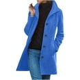 thumbnail image 1 of iOPQO Womens Wool Coat Peacoat Wool Winter Coats for Women Elegant Coats for Women Single Breasted Trench Coats for Women Long Trench Coat for Women Long Coat Women Blue L, 1 of 6