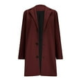 thumbnail image 1 of iOPQO Wool Coat Women Peacoat Womens Coat Wool Trench Coat Women Overcoat for Women Single Breasted Trench Coats for Women Winter Outfits for Women Long Trench Coat for Women Wine XL, 1 of 5