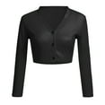 thumbnail image 1 of iOPQO cardigan sweaters for women Women Solid Casual Button Down 3/4 Sleeve Cropped Bolero Short Coat Cardigan womens tops, 1 of 3