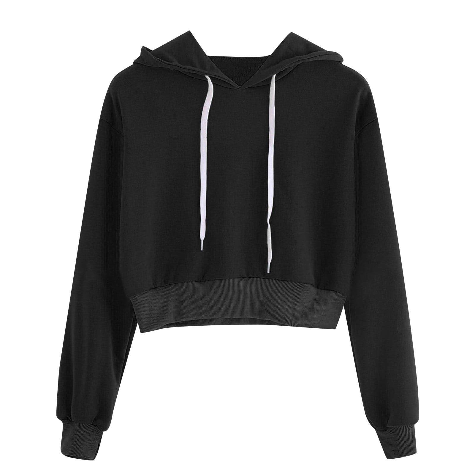 Plain black cropped hoodie hotsell