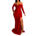 thumbnail image 1 of iOPQO formal dresses for women V Neck High Split Long Formal Evening Dress Maxi Party Gown Sleeve Slit Dress Prom Long Plus Size Dress long sleeve dress for women, 1 of 6