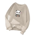thumbnail image 1 of iOPQO hoodies for women Women's Pullovers Fun Graphic Print Round Neck Long Sleeve Sweatshirt Tops Women's Hoodies Beige L, 1 of 7