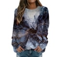 thumbnail image 1 of iOPQO hoodies for women Womens Daily Print O Neck Sweatshirt Round Neck Fit Pullover Tops Casual Long Sleeve Workout Shirts Casual Loose Louse Women's Hoodless Sweatshirt Navy XXL, 1 of 5